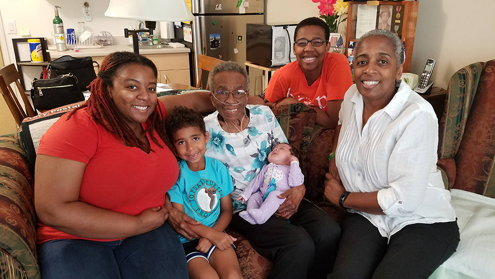 Elizabeth with daughters and grandkids